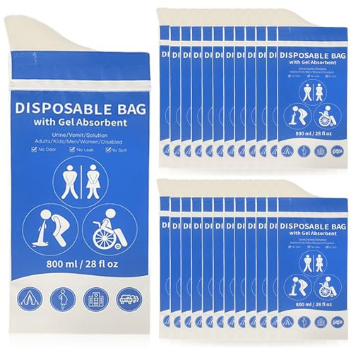 Lot de 24 sacs à urine jetables, portables pour les déplacements, 800 ml, sacs à urine en gel, toilettes d'urgence, urinoir de voyage pour hommes, femmes, femmes enceintes, enfants