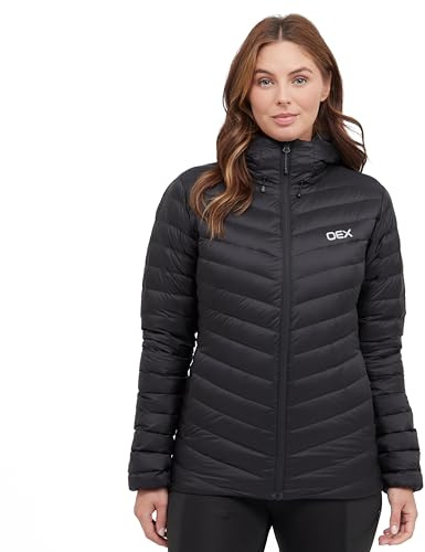 OEX Women’s Kintra Down Jacket with Wired Peak Adjustable Hood & Athletic Fit, Water-repellent, Lightweight & Packable Winter Puffer Coat, Ideal for Walking, Hiking & Outdoor Recreation
