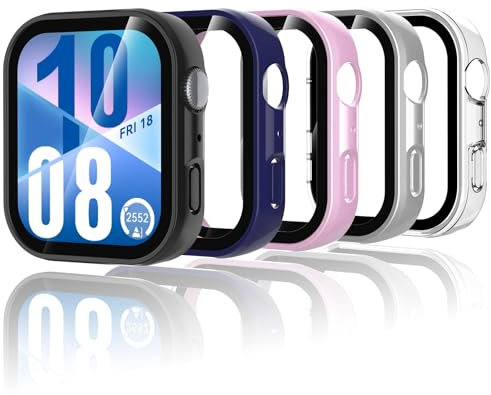 Bigqin 5 Piezas Protector de Pantalla Compatible con Huawei Watch Fit 4, con Vidrio Templado, Cubierta Completa, antiarañazos, Funda Protector Compatible con Huawei Watch Fit 4