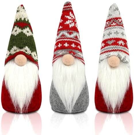 Weysoo 3 Stück Wichtel Weihnachten, Weihnachtswichtel Figuren 19x7cm, Skandinavischer Weihnachtsmann Figur aus Plüsch, Weihnachtsdeko Wichtel für Kamin Tischdeko Weihnachten