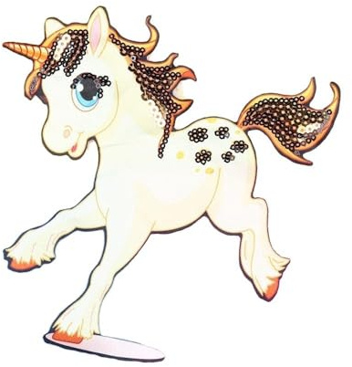 Einhorn Stoffaufnäher mit Pailletten, DIY Deko