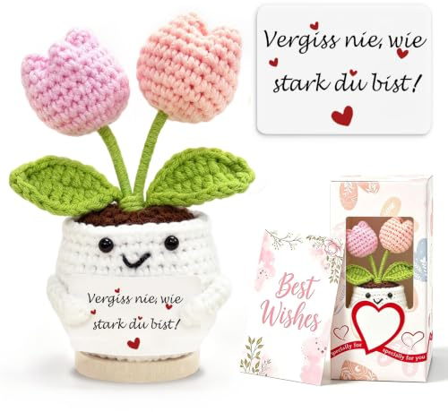 Geschenke für Frauen Gehäkelte Blumen Geburtstagsgeschenk für Frauen Kleines Glücksbringer Gute Besserung Geschenke Pocket Hug Mutmacher Geschenk Freundin Schwester Kollegin Mädchen Adventskalender
