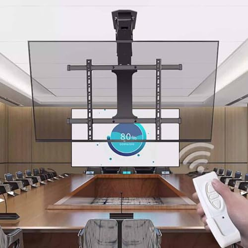 Soporte de TV de Techo motorizado con Control Remoto - Elevador abatible Oculto para televisores de 50 a 75 Pulgadas Soporte eléctrico telescópico de Techo Inclinado abatible de 0