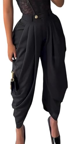 Unybwonn Women's Wide Leg Dress Pants Pleated High Waisted Straight Leg Slacks Business Office Work Pants Trousers Black