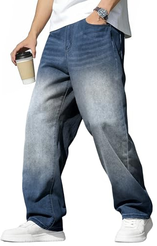 JMIERR Jeans Herren Baggy Stretch Y2K Denim Hose | Casual Weite Jeans Hosen Loose Fit,Ganzjährig,Atmungsaktiv,Vintage Streetwear,Klassische Washed Freizeithose