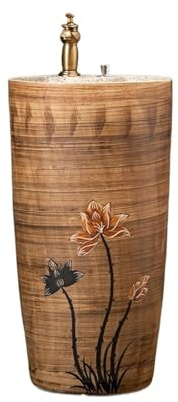 Lavabo sur colonne moderne - Lavabo sur pied en céramique monobloc for salle de bain avec robinet et kit vidange