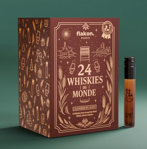 FLAKON – Calendrier De L’Avent Whisky Du Monde – 24 Whiskies D’Exception À Déguster – Expérience Immersive Avec Sommelier – Idée Cadeau Originale Et Premium