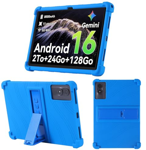 KUSINHOKA Hülle für TABWEE T50 Tablet 11 Zoll, Weiche Silikon Tablet Schutzhülle mit Verstellbarer Ständer, Stoßfest Kratzfest Schutzhülle Cover Case für TABWEE T50, Blau