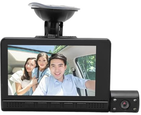 SUNGOOYUE 3 Channel Dash Cam, 1080P Front Rear Inside Car Camera with 170° Wide Angle, 4.0in Touch Screen, G Sensor, Loop Recording, Motion Detection, for Cars with 32GB Card Support