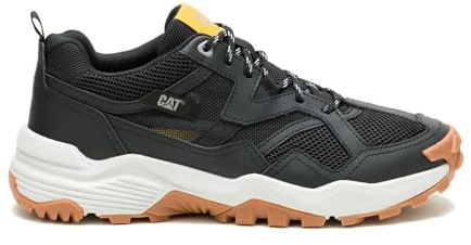 Caterpillar Grapple Leather MESH Black (P726658) – Schwarze Herren-Sneaker aus Leder mit Mesh-Einsatz, Schnürschuhe, Flache Sohle, Dämpfung, bequem, atmungsaktiv, Größe 46 EU