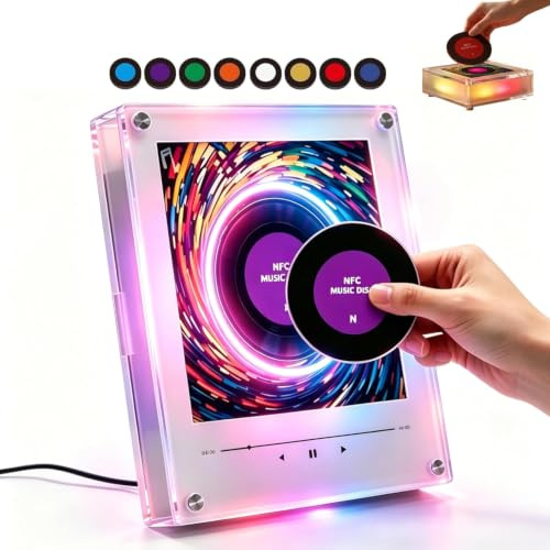 Ímanes de Nevera de Música Retro con Reproductor, Juego de 9 Imanes Vintage de Disco de Vinilo para Nevera, Reproductor de Música Programable NFC de 128MB, Regalos Estéticos de Música para Hogar y