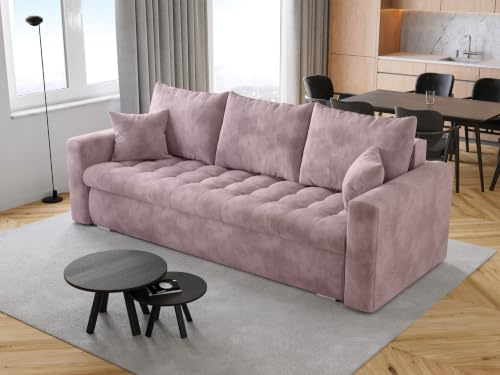BROMARKT Sofa mit Schlaffunktion Rose Klappsofa Velours 140X200 LUIS