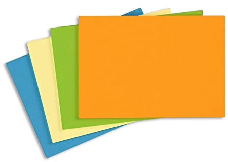 X17- Mind-Papers Nachfüllpack, DIN A6, 100 Karteikarten/Lernkarten, Farbe: blau, grün, hellgelb, orange