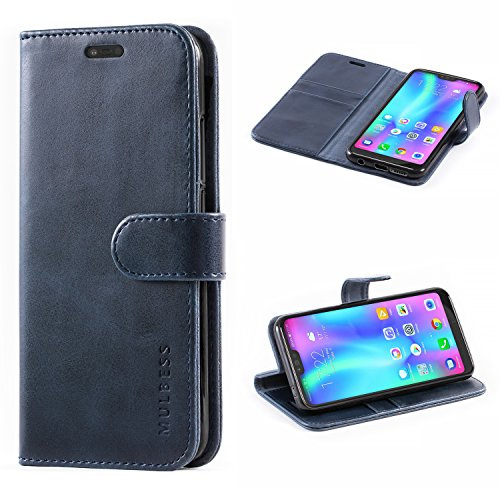 Mulbess Handyhülle für Huawei Honor 10 Hülle Leder, Honor 10 Handy Hüllen, Vintage Flip Handytasche Schutzhülle für Huawei Honor 10 Case, Navy Blau