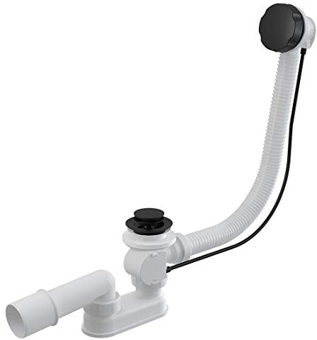 Black Powder Coated Endings Bathtub Flexible Bath Overflow Waste Drain Trap
