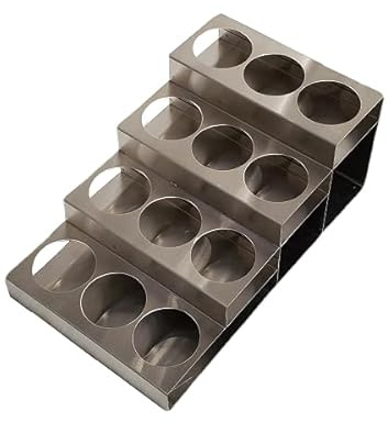 Rattleware 12 Bottle Rack Fifths or Syrup For Home, Kitchen, Office, Garage, Residential, Or Commercial Use - Space Saving, Dishwasher Safe - Made Of Brushed Stainless Steel Material (Silver)