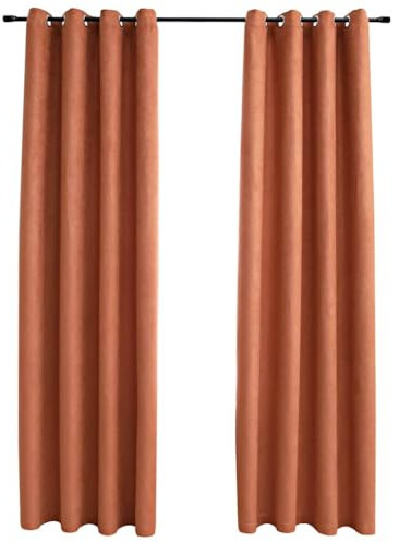 vidaXL 2X Vorhang Verdunkelung mit Metallösen Verdunkelungsvorhang Kräuselband Ösen Schlaufe Thermo Gardine Blickdicht Rostbraun 140x245cm