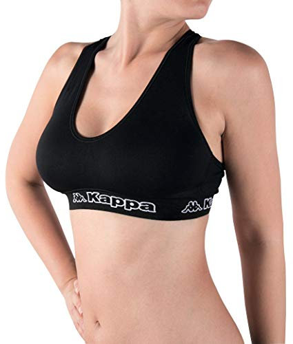 Kappa Set da 1 a 5 Pezzi: Reggiseno Top Donna Sportivo Incrociato sul Retro. Tessuto Elastico. Morbido e Traspirante. Senza Ferretto e Cuciture. Colore Nero