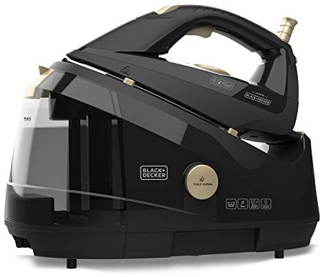 BLACK+DECKER BXSS2400E Ferro da Stiro con Caldaia, 2400 W, Piastra in Ceramica, Getto di Vapore 150g/min, Vapore Continuo da 0-45 g/min, Nero