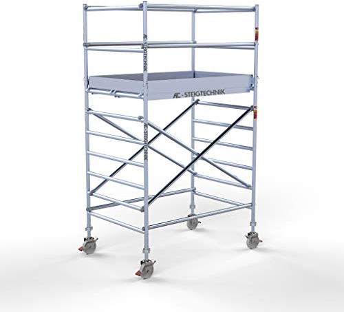 AC Steigtechnik PRO-L 200 Aluminium-Rollgerüst 4m Arbeitshöhe, Konfiguration für Wandstand (4,30 m Arbeitshöhe)