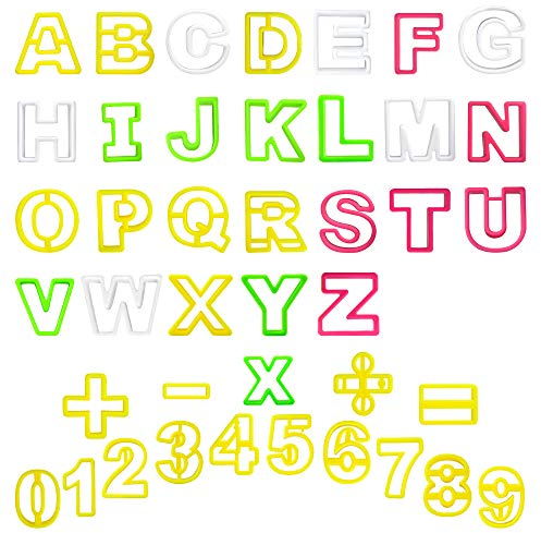 Worldity 41PCS Plastic Mini Cookie Cutter, Mini Alphabet and Number Cookie Cutters, Food Grade Safe Biscuit Cutter Shapes for Baking, Decorating Cake, Fruit and Holiday Cookie