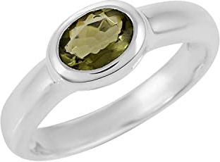 Ring aus massivem 925er Sterlingsilber mit Moldavit-Edelstein, fabelhafter, handgefertigter Schmuck, Geschenk für Sie -5742, Stein, Moldavit