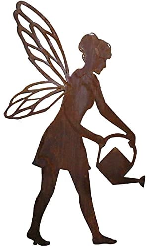 440s Rost-Figur Fee mit Gießkanne mit Stab H ca 110 cm | SA-GFGR