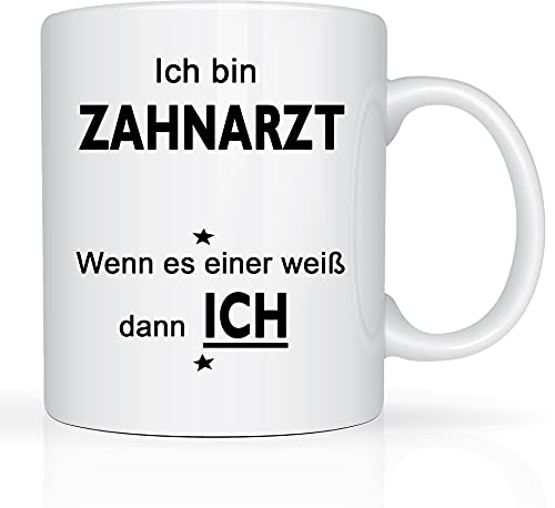 Print-Klex Berufstasse mit Zahnarzt Motiv Bedruckt Zahnarzt Tasse für Beruf Geschenk Kaffeebecher Geschenktasse Teetasse Arbeitstasse Arbeitsbecher mit Druck 330ml Beruf Tasse