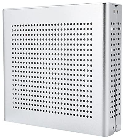 Yunseity G60S HTPC-Gehäuse, ITX-Gehäuse aus Vollaluminium HTPC-Desktop-Computergehäuse, ITX-Tower-Gehäuse DC-ATX-Netzteil für Desktop-Computer(Silber)