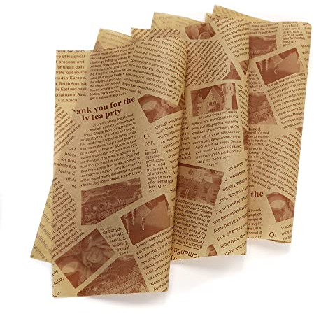 100 Blatt 25 x 25 Cm Deli Papierblätter, Sandwich Wrap Papier Backpapier, Wachspapier für Lebensmittel Käse, Pommes Frites, Burger, Kuchen (gelb)
