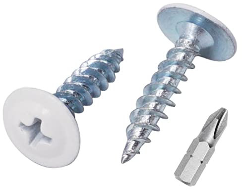 Marcopol Paquete de 150 piezas de tornillos de madera pintados de 4,2 x 19 mm, tornillos de metal autorroscantes, cabeza de armadura modificada Phillips, cabeza de oblea (150, blanco puro RAL 9010)