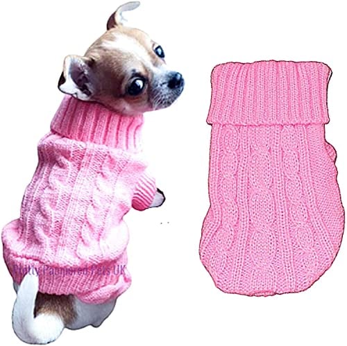 Chihuahua Clothes Puppy Dog Coat Knit Winter Warm Jumper Cosy Teacup Smaller Breeds Tiny Toy Miniature (XXXS, Pink)