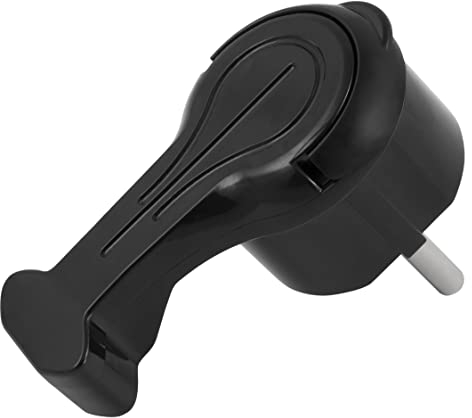 Enchufe acodado con contacto de puesta a tierra, extraplano, negro