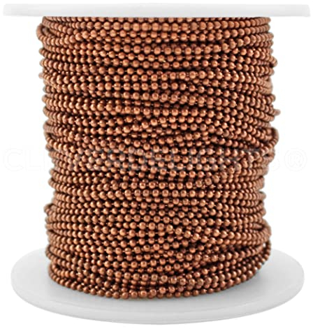 CleverDelights Kugelkette, 1,5 mm, Antik-Kupfer-Farbe, 30 m