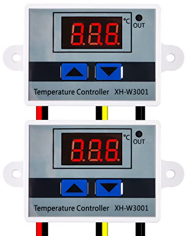 2Pcs Digital LED Temperature Controller Module 12V 10A 120W Digital Thermostat Switch Electronic Thermostat with Waterproof Probe Programmable Heating Cooling XH-W3001