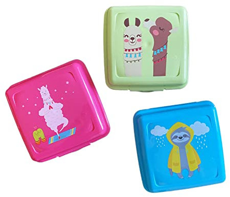 PACK 3 Fiambrera niños con dibujos animados 15 x 15 x 8