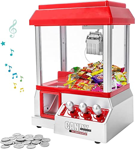 Candy Grabber Machine Refillable Music Mini Claw Machine with 20 Coins Battery Operated Sweet Grab Machine for Kids And Claw Machine Arcade Game