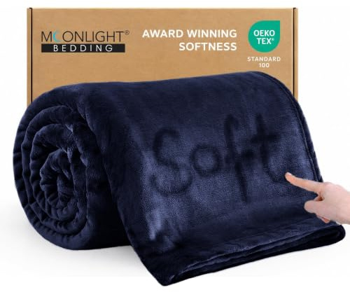 MOONLIGHT20015 Fleece Blanket King Size for Bed - Soft Cosy Fluffy Throw Blankets, 400 GSM Silk Touch Warm Extra Large Throws for Audlts, Navy, 270x230 cm