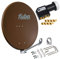 HB-DIGITAL hb-digita & Fuba 80cm Satellitenantenne DAL 800B braun Aluminium Schüssel Reflektor Spiegel Klapparm Quad LNB 4 Teilnehmer UHD schwarz + vergoldete F-Stecker