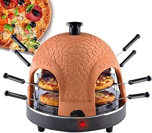 SONLED Forno Elettrico per Pizza, Forno Elettrico per Pizza per 8 Persone con Cappa in Terracotta, Forno Elettrico Senza Fumo Forno per Pizza per Pizza Party Home Party