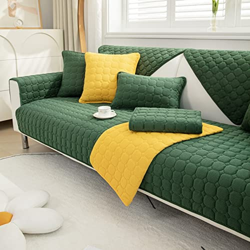 TUCVZVO Sofaschoner rutschfest 1 2 3 4 Sitzer Weicher Couchbezug L Form, Anti-Rutsch Sofaüberwurf, Sofahusse Sofa Überzug Ecksofa, Sofaschoner Für Hunde,Grün,1 pc 70x180cm
