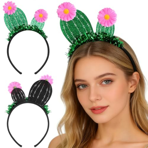 minkissy 2st Kaktus Stirnband Ostern Kopfbedeckung Haarschmuck Für Damen Hawaiianisches Haargummis Für Mädchen Kaktusblüte Künstlich Kopfbedeckung Damen Party Kleid Filzstoff Bankett Schal