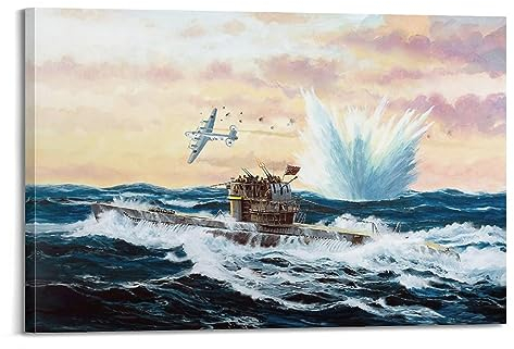 HAYKO Militär-Poster Wwii Deutsches U-Boot Typ Vii C-41 Poster, dekoratives Gemälde, Leinwand-Wandposter und Kunstdruck, modernes Familienschlafzimmer-Dekor-Poster, 40 x 60 cm
