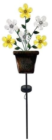 Luna24 simply great ideas... Solarleuchte Blumenstrauß im Metalltopf, 6 LED-beleuchtete Blüten, Gartenstecker