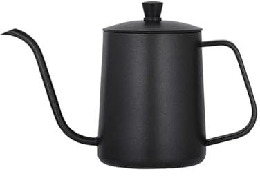 Drip Kettle Coffee Tea Pot Non-Stick Coating Food Grade Stainless Steel Gooseneck Drip Kettle Swan Neck Thin Mouth (Color : Black 350ml)