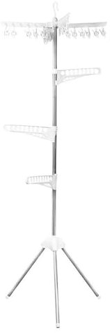 YöL Folding Clothes Airer - Tripod Laundry Drying Rack Hangers Clips Pegs Maiden Horse 180cm Corner Space Saver