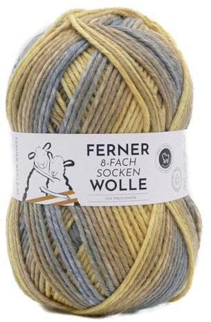 Ferner Wolle 8-fach Sockenwolle mit mulesingfreier Merinowolle | dickes Sockengarn mit Farbverlauf | Strumpfwolle 8-fädig (677/23)