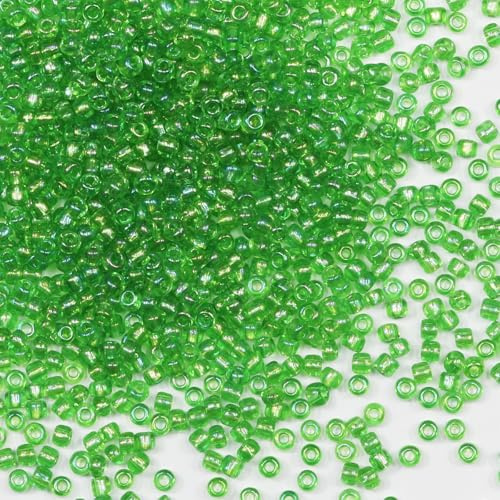 Bulk 3mm Green Seed Beads for Jewelry Making 110 Grams about 3200pcs,8/0 Glass Craft Beads for Making Earrings, Bracelets, Pendants, Waist Jewelry, DIY Handmade Seed Beads (Green)