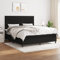 Willood Boxspringbett mit Matratze Schwarz 180x200 cm Stoff Vertikale Streifen Hohes Kopfteil