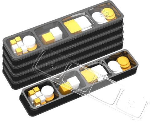 MEEPLE HOUSE UNIQ TRAY SYSTEM Wargame Box für Brettspiele, Spielsteine, Meeples, Würfel, Spielsteine (5 modulare Tabletts mit einem transparenten, abnehmbaren Deckel), 5 Stück